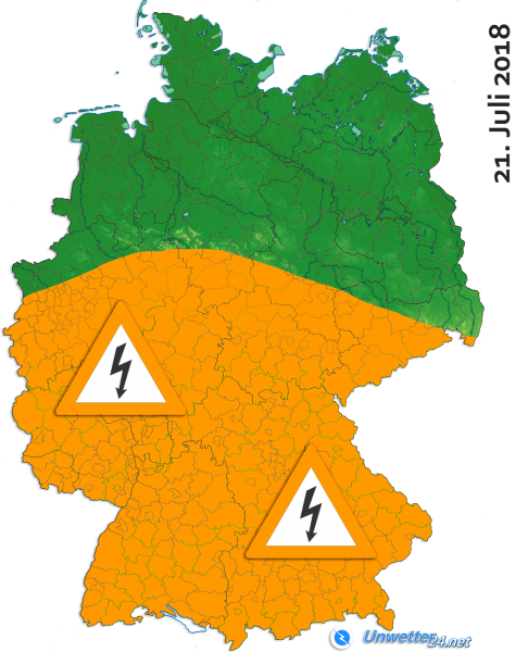 Kräftige Schauer und Gewitter am 21. Juli 2018