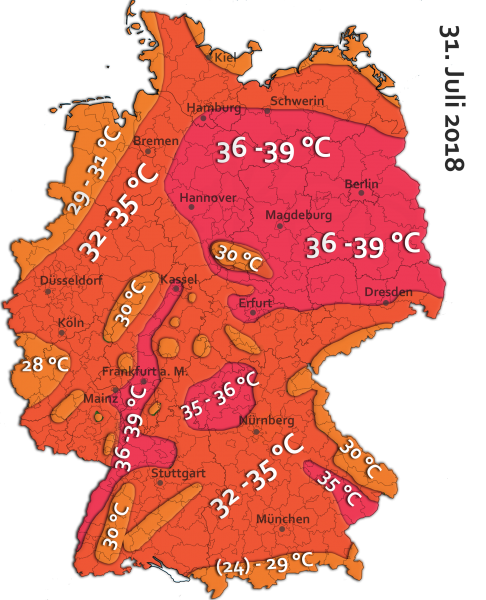 Höchstwerte am 31. Juli 2018