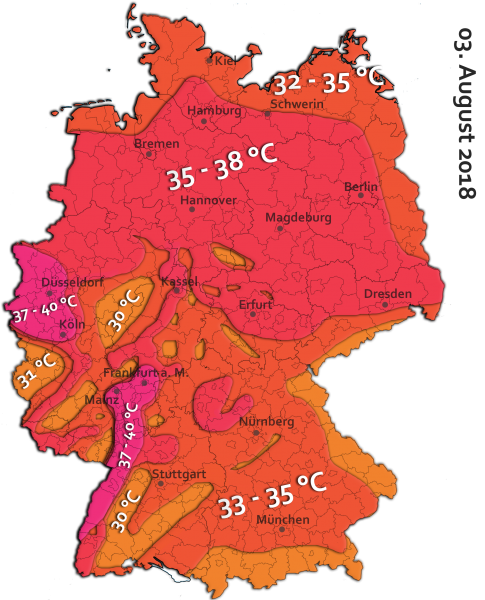 Extreme Hitze am 03. August 2018