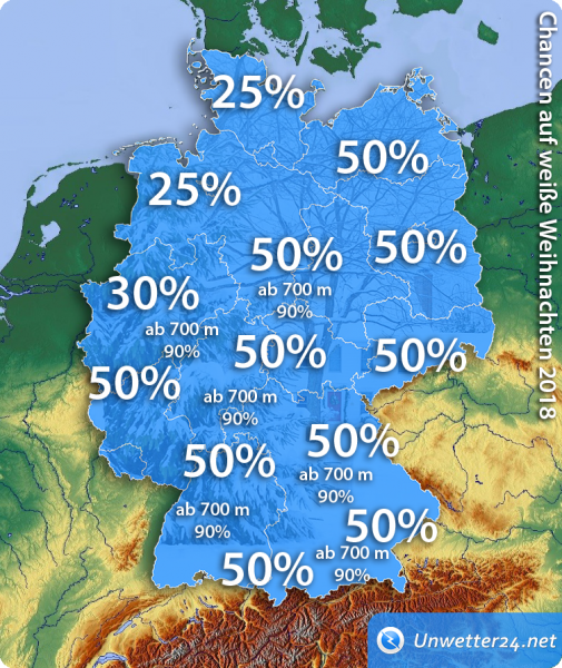 Chancen weiße Weihnachten 2018