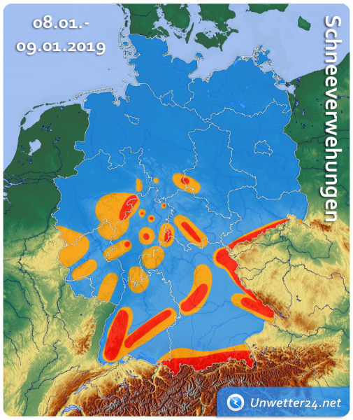 08. bis 09. Januar 2019 Schneeverwehungen