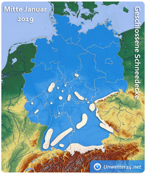 Geschlossene Schneedecke Mitte Januar 2019