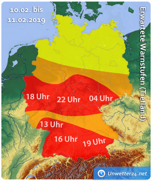 Orkan Uwe am 10. Februar 2019 Update