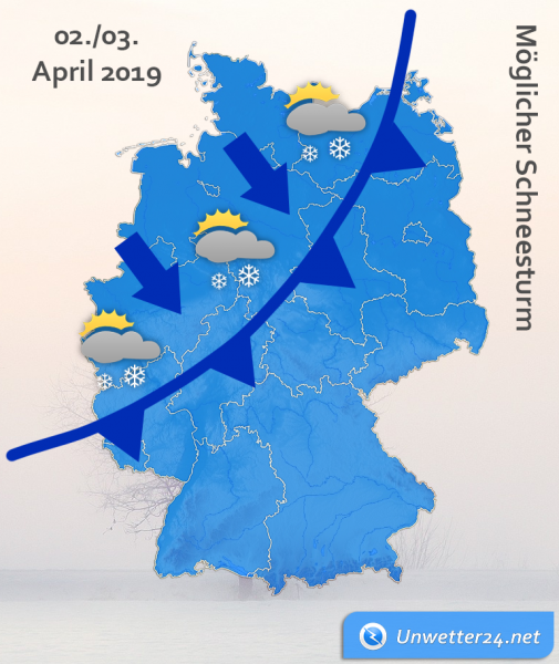 Möglicher Schneesturm Anfang April 2019