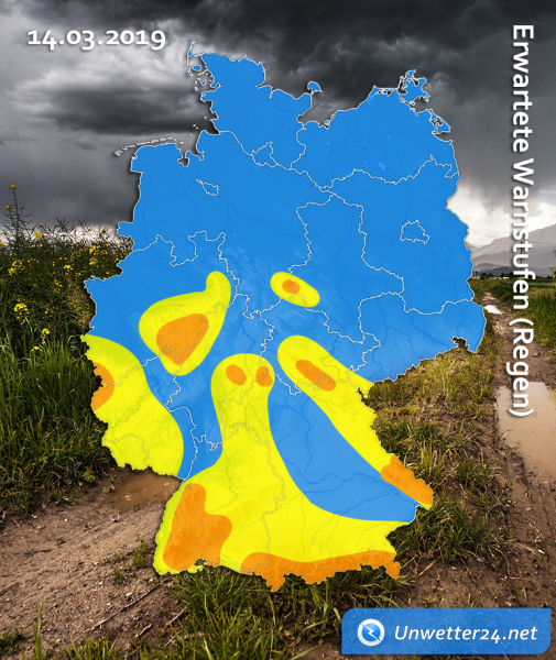 Sturmtief Gebhard am 14. März 2019 Regen