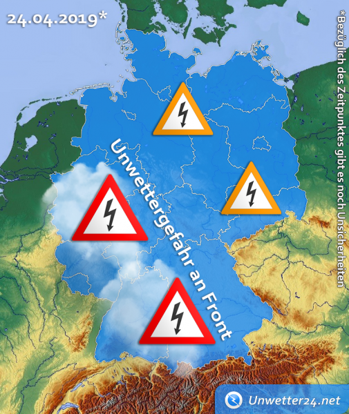 Mögliche Unwetterlage am 24. April 2019