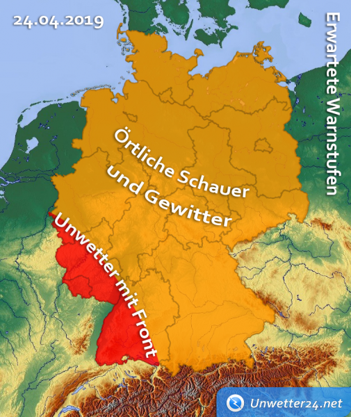 Unwettergefahr am 24. April 2019