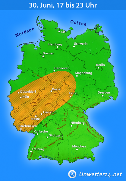 Gewitter Tief Nasir 30. Juni 2019 Nachmittag und Abend