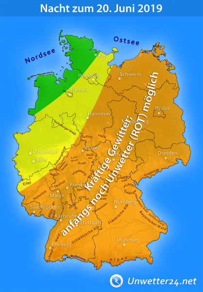 Gewitter durch Tief Momo in der Nacht zum 20. Juni 2019