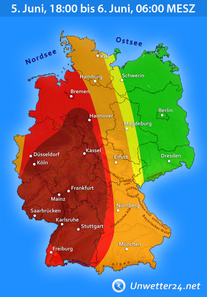 Gewittertief Gebhard am 5. und 6. Juni 2019