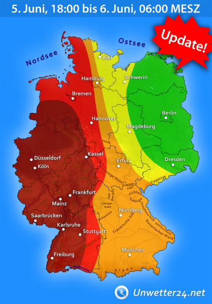 Schwere Unwetter Tief Heiko am 5. und 6. Juni