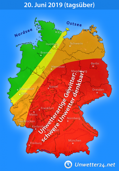 Unwetter durch Tief Momo 20. Juni 2019