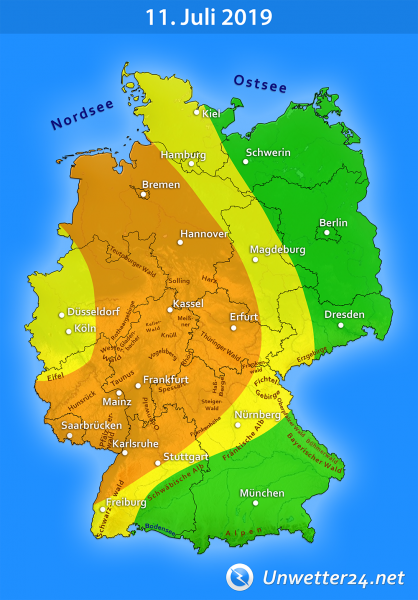 Gewitter durch Tief Quinctilius am 11. Juli 2019