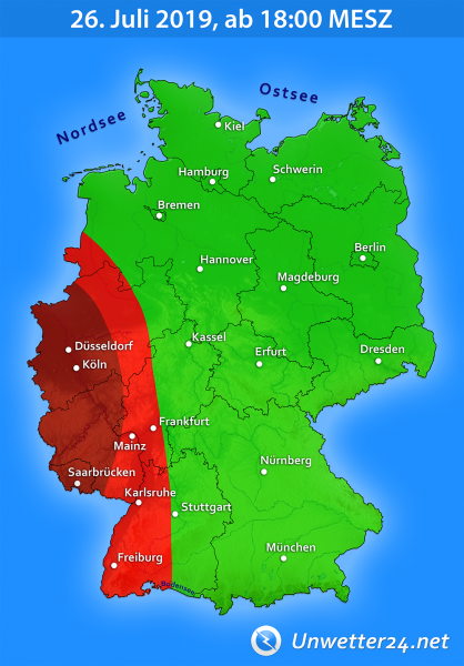 Schwere Unwetter Tief Vincent am 26. Juli 2019