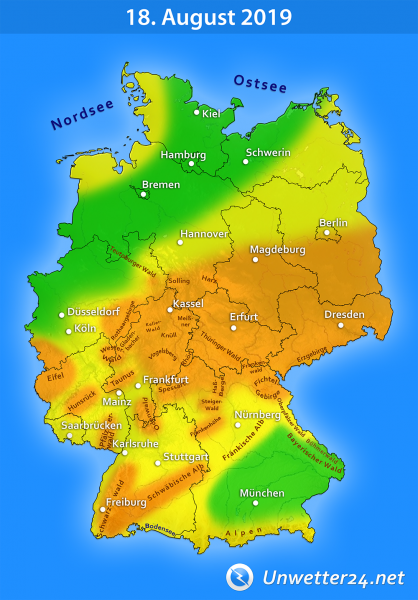 Sturm durch Tief Bernd am 18. August 2019