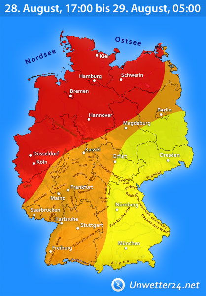 Unwetter Tief Carlo am 28. August 2019