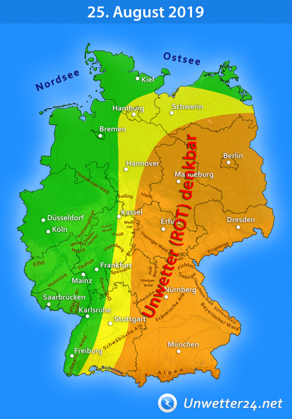 Unwetter denkbar am 25. August 2019