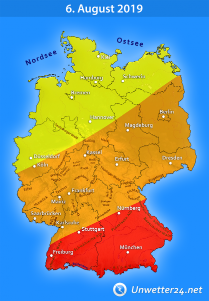 Unwetter durch Tief Xavier am 6. August 2019