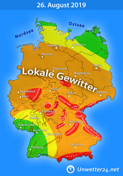 Vereinzelte Gewitter am 26. August 2019