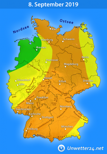 Gewitter durch Tief Götz am 8. September 2019