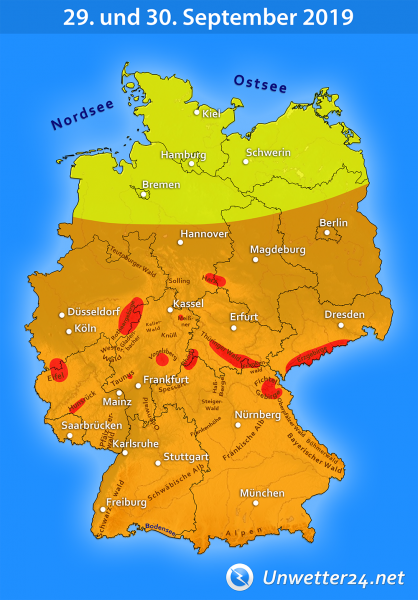 Sturmtief Mortimer am 29. und 30. September 2019