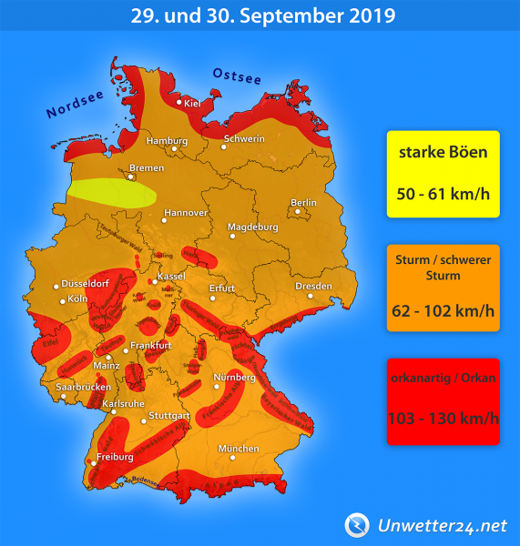 Sturmtief Mortimer am 29. und 30. September 2019