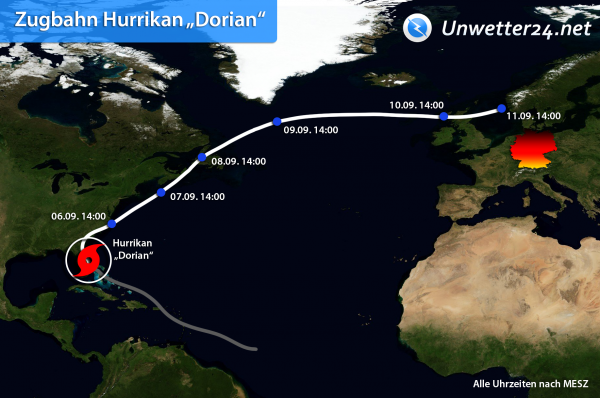 Zugbahn Hurrikan Dorian 2019