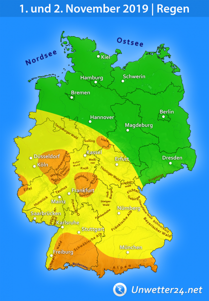 Dauerregen am 1. und 2. November 2019