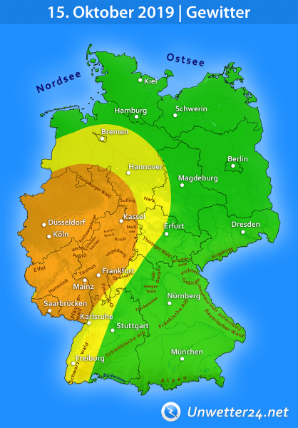 Gewitter durch Tief Sebastien 15. Oktober 2019