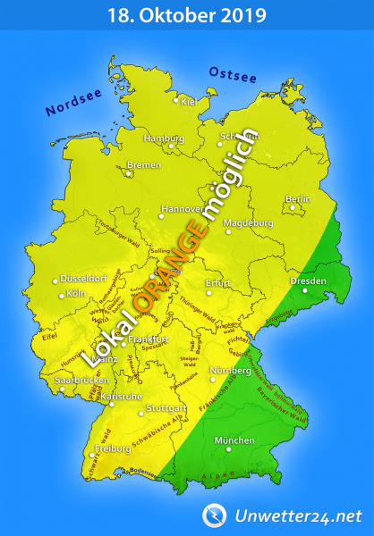 Gewitter durch Tief Thilo am 18. Oktober 2019