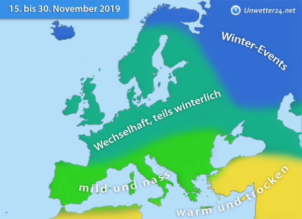 Klimatrend 15. bis 30. November 2019