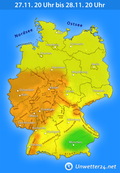 Sturmtief ex-Sebastien am 17. und 28. November 2019