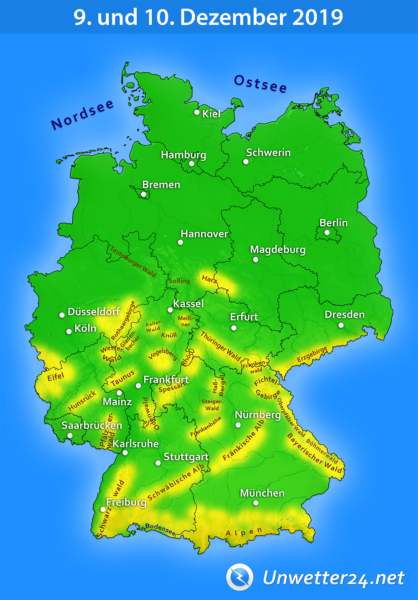 Neuschnee Tief Rudi 9. und 10. Dezember 2019