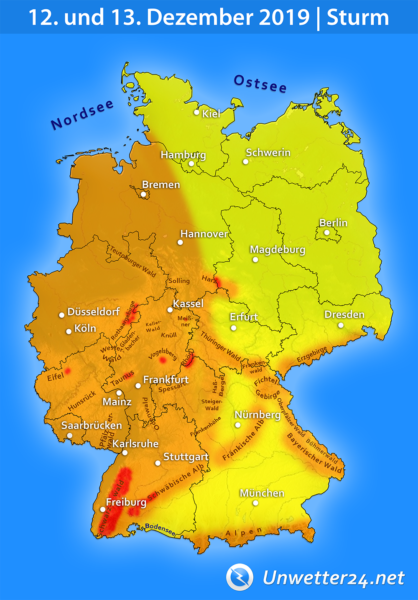 Tief Toni 12. und 13. Dezember 2019 Sturm