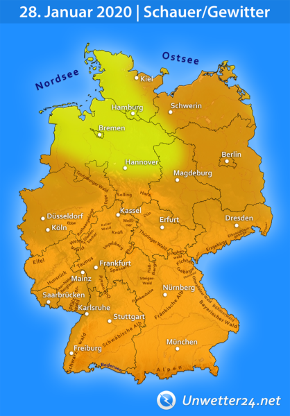 Schauer und Gewitter am 28. Januar 2020