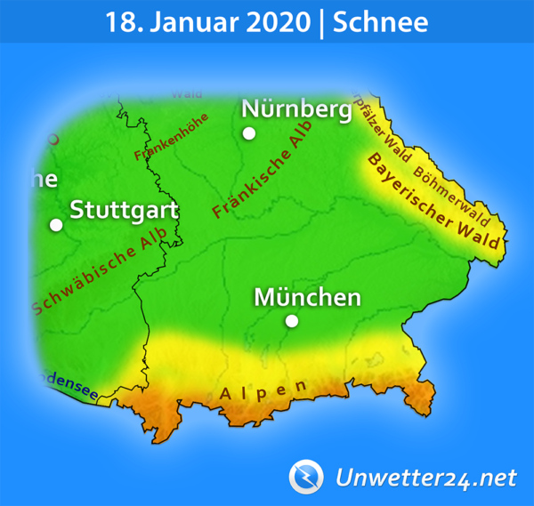 Schnee am 18. Januar 2020