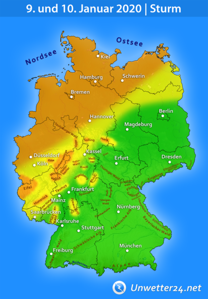 Sturm am 9. und 10. Januar 2020