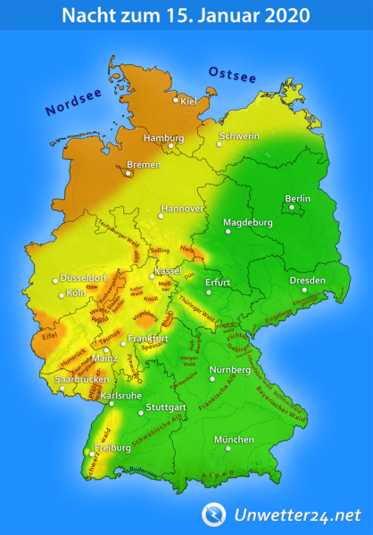 Sturm durch Orkantief Gerlinde am 14. und 15. Januar 2020