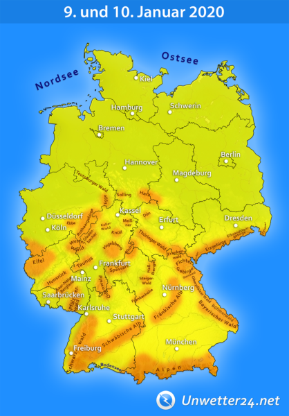 Tief Clara und Damira am 9. und 10. Januar 2020