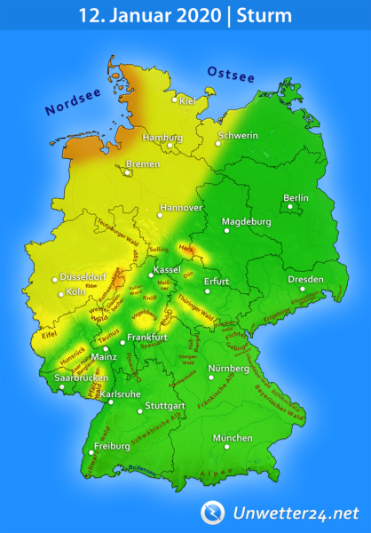 Wind und Sturm am 12. Januar 2020