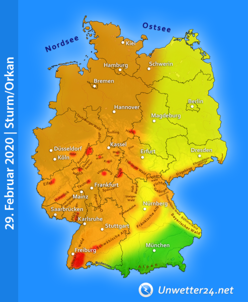 Sturm Charlotte am 29. Februar 2020