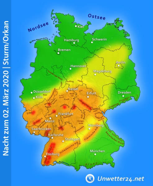 Sturm Diana am 1. und 2. März 2020