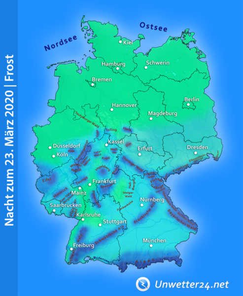 Frost Nacht zum 23. März 2020