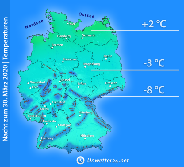 Frost Nacht zum 30. März 2020