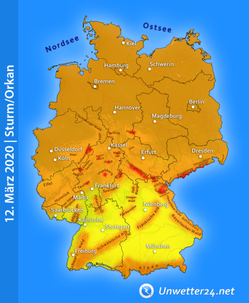 Sturmtief "Hanna" am 12. März 2020