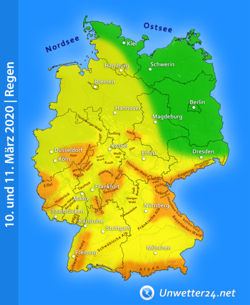 Tief Gisela II bringt Dauerregen