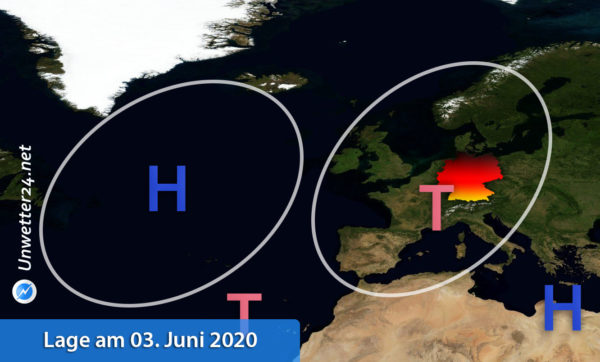 Gewittertief Europa Anfang Juni 2020