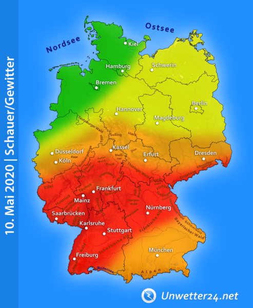 Unwetterartige Gewitter am 10. Mai 2020