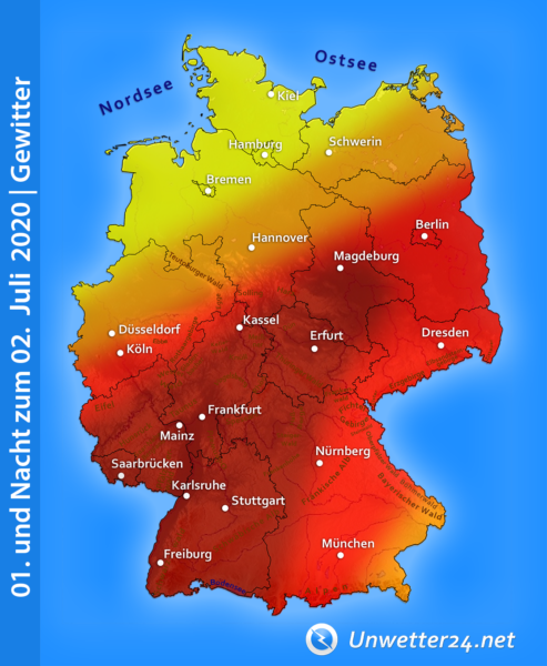 Tief Thekla Unwetter am 01. und 02. Juli 2020