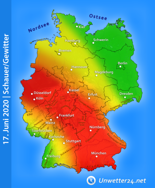 Unwetter Tief Nadine am 17. Juni 2020